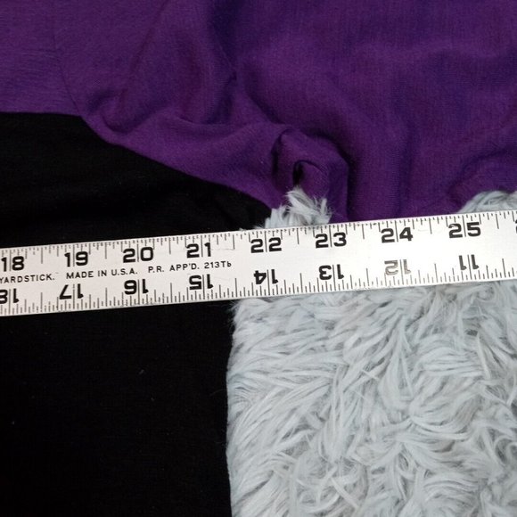 Notations Womens Shirt Blouse‎ Black Petite Large Purple Stretch Sheer Bottom - Picture 5 of 10